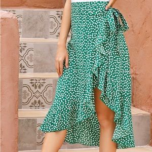 Ditsy Floral Tie Side Ruffle Wrap Skirt